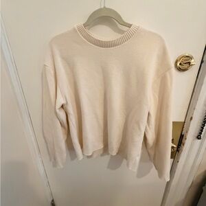 Zara Women's Cream Crew Neck Sweater
